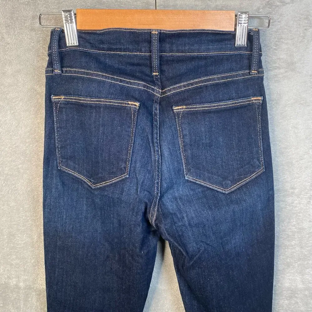 Frame Denim Jeans Women Size 25 Le High Skinny Crop Dark Blue Denim Stretch - Picture 5 of 14